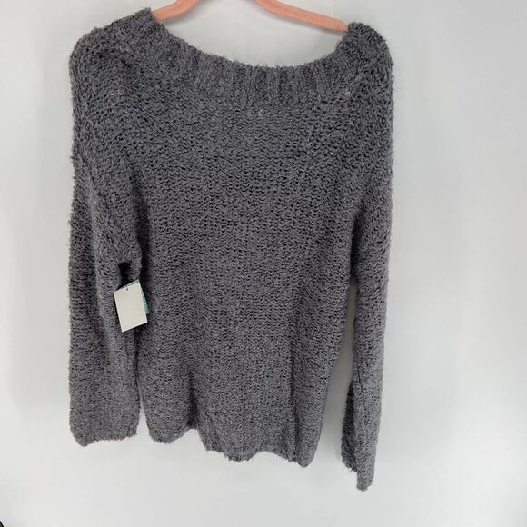 Susina Boucle Knit Gray V Neck long sleeve loose Sweater NWT Womens M - Picture 6 of 7